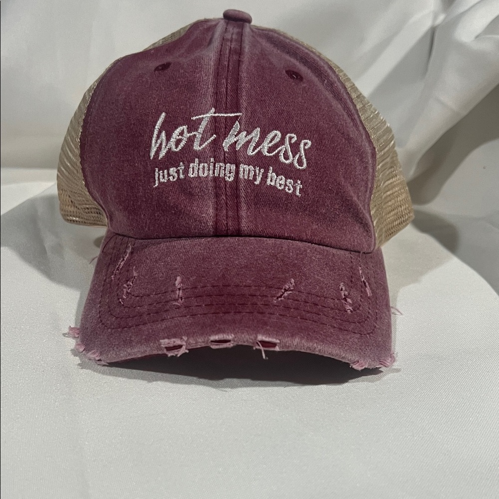 Distressed Pink and Tan Cap